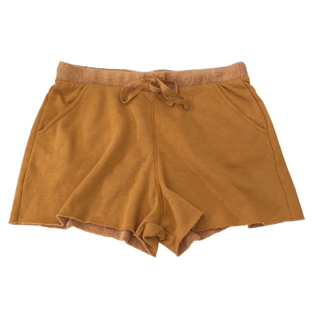 Free People Brown Fleece Shorts Tie Waist Pockets NEW XL